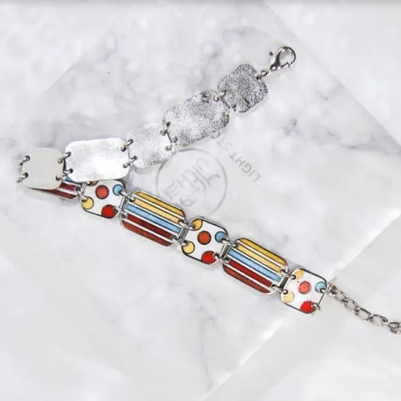 Rectangle- Jingtai Blue Vintage Bracelet - Gold - Cooper Base Cloisonne - Picture 4 of 4